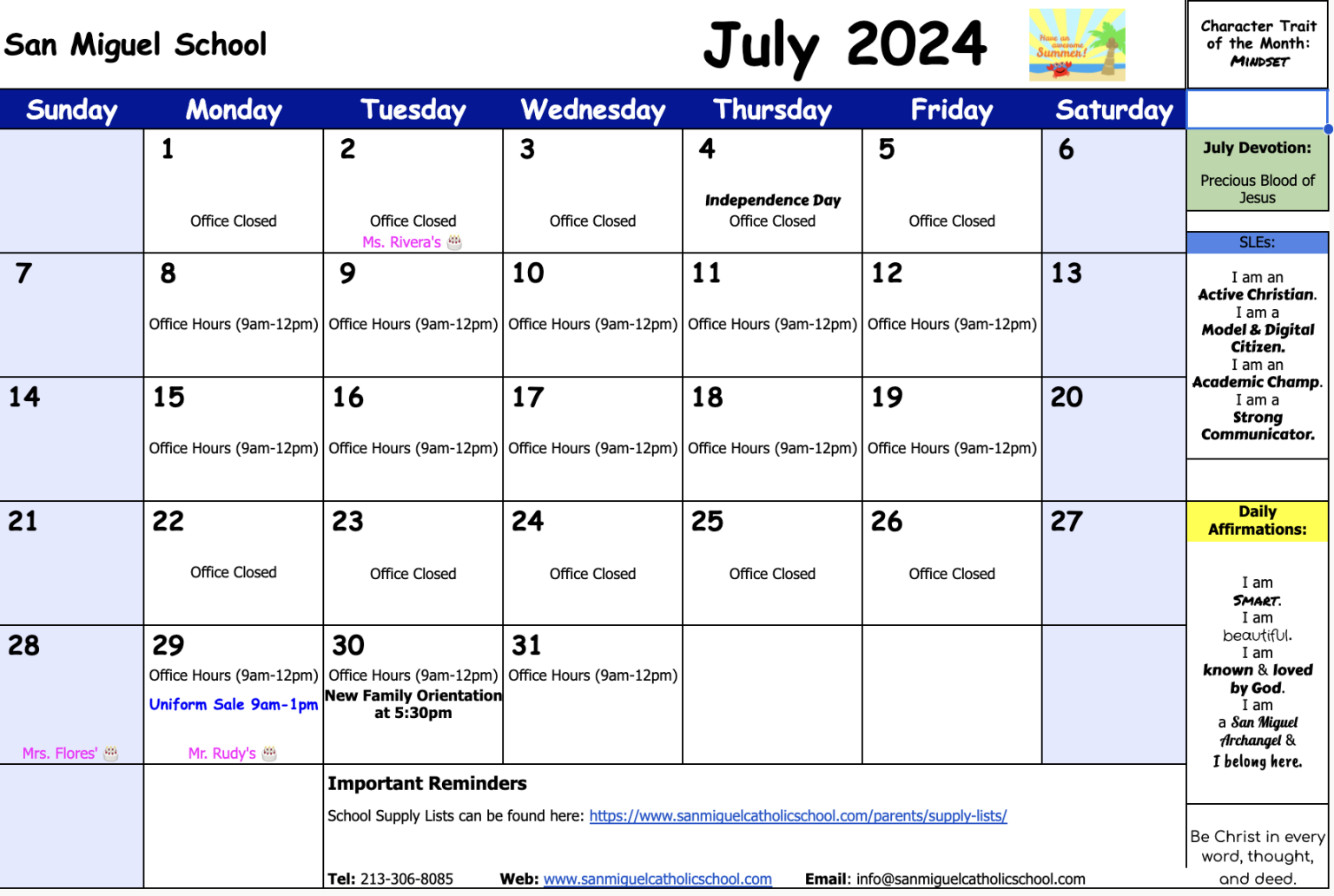 July 2024 Calendar 